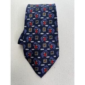 Robert Talbott Nordstrom Blue/Red Geometric Pattern 100% Silk Hand Sewn Tie NWOT